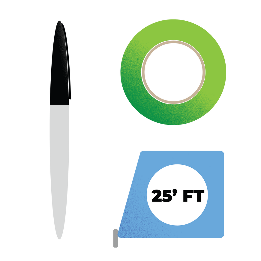 Pen, Tape, Tape Measure Illustration